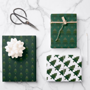 Elegant Pine Green Christmas Tree Pattern Wrapping Paper Sheet