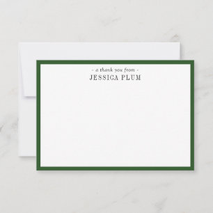 Elegant Pine Green Personalised Thank You Card