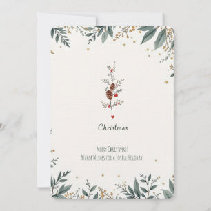 Elegant Pine & Holly Merry Christmas Invitation. Invitation