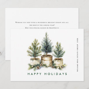 Elegant Pine Tree Christmas Company Greeting Holiday Card