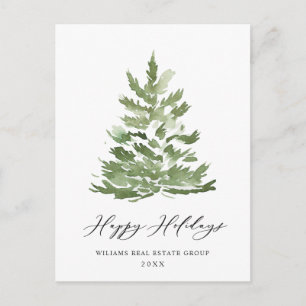 Elegant Pine Tree Christmas Company Greeting Postcard