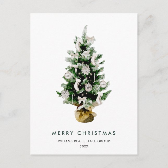 Elegant Pine Tree Christmas Company Holiday Postcard (Front)