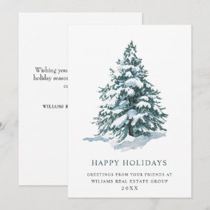 Elegant Pine Tree Christmas Corporate Greeting Holiday Card