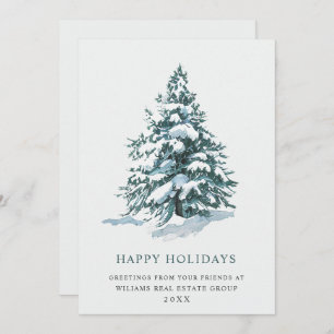 Elegant Pine Tree Christmas Corporate Greeting Holiday Card