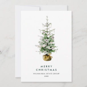Elegant Pine Tree Christmas Corporate Greeting Holiday Card