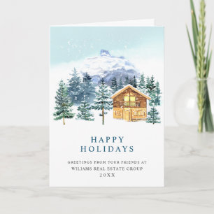 Elegant Pine Tree Christmas Corporate Greeting Holiday Card