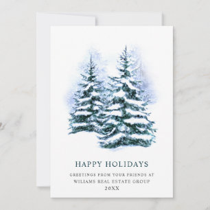 Elegant Pine Tree Christmas Corporate Greeting Holiday Card