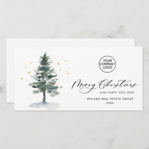 Elegant Pine Tree Christmas Corporate Greeting Holiday Card