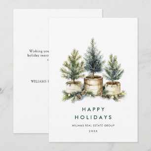 Elegant Pine Tree Christmas Corporate Greeting Holiday Card