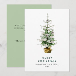 Elegant Pine Tree Christmas Corporate Greeting Holiday Card