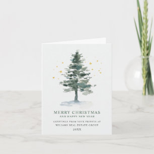 Elegant Pine Tree Christmas Corporate Greeting Holiday Card