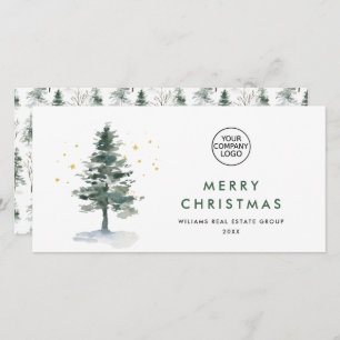 Elegant Pine Tree Christmas Corporate Greeting Holiday Card
