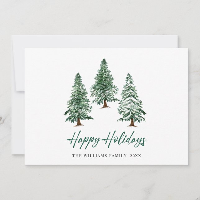 Elegant Pine Tree Christmas Corporate Greeting Holiday Card (Front)