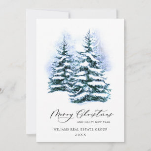 Elegant Pine Tree Christmas Corporate Greeting Holiday Card