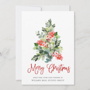Elegant Pine Tree Christmas Corporate Greeting Holiday Card