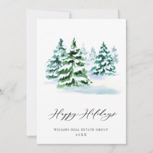 Elegant Pine Tree Christmas Corporate Greeting Holiday Card
