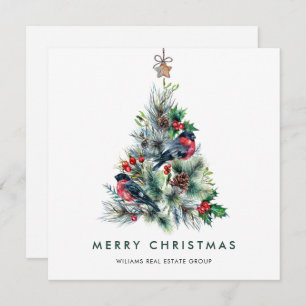 Elegant Pine Tree Christmas Corporate Greeting Holiday Card
