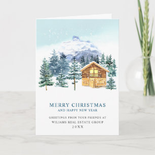 Elegant Pine Tree Christmas Corporate Greeting Holiday Card
