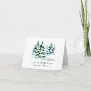 Elegant Pine Tree Christmas Corporate Greeting Holiday Card
