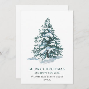 Elegant Pine Tree Christmas Corporate Greeting Holiday Card