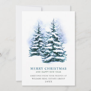 Elegant Pine Tree Christmas Corporate Greeting Holiday Card