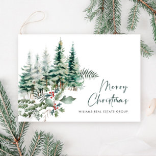 Elegant Pine Tree Christmas Corporate Greeting Holiday Card