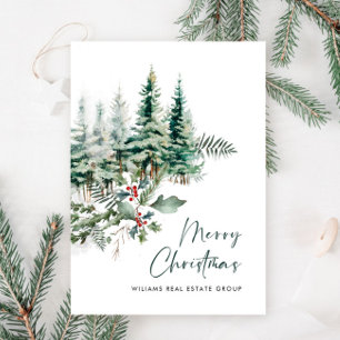 Elegant Pine Tree Christmas Corporate Greeting Holiday Card