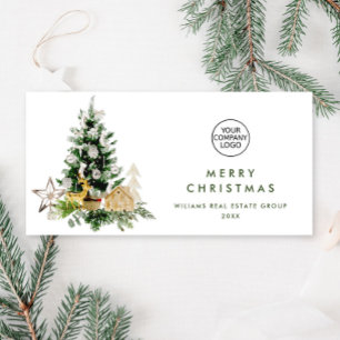 Elegant Pine Tree Christmas Corporate Greeting Holiday Card