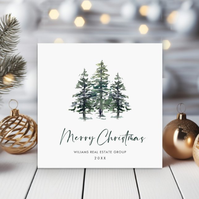 Elegant Pine Tree Christmas Corporate Greeting Holiday Card (Creator Uploaded)