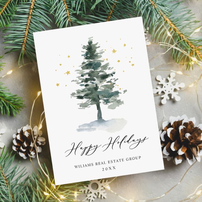 Elegant Pine Tree Christmas Corporate Greeting Holiday Card (Creator Uploaded)