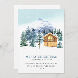 Elegant Pine Tree Christmas Corporate Greeting Holiday Card