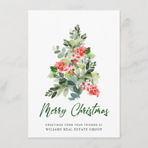 Elegant Pine Tree Christmas Corporate Greeting Holiday Card