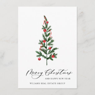 Elegant Pine Tree Christmas Corporate Greeting Holiday Card