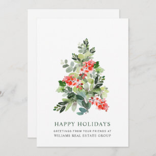 Elegant Pine Tree Christmas Corporate Greeting Holiday Card