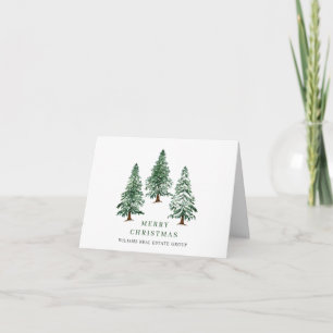 Elegant Pine Tree Christmas Corporate Greeting Holiday Card