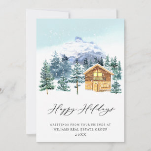 Elegant Pine Tree Christmas Corporate Greeting Holiday Card