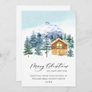 Elegant Pine Tree Christmas Corporate Greeting Holiday Card