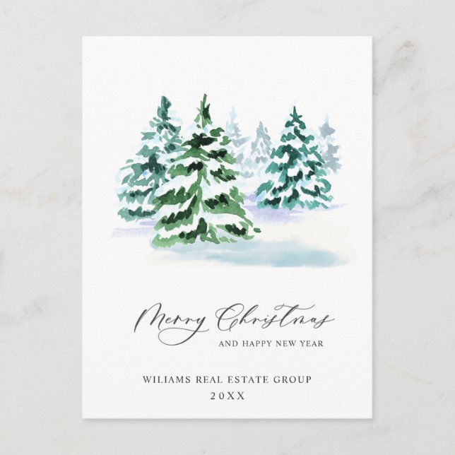 Elegant Pine Tree Christmas Corporate Greeting Pos Postcard (Front)