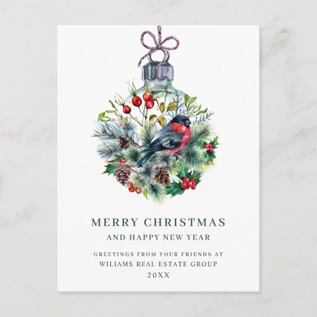 Elegant Pine Tree Christmas Corporate Greeting Postcard (Front)
