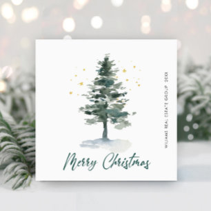Elegant Pine Tree Christmas Greeting Corporate Holiday Card