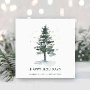 Elegant Pine Tree Christmas Greeting Corporate Holiday Card