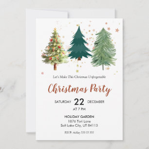 Elegant Pine Tree Christmas Party Invitation