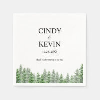 Elegant Pine Tree Forest Wedding Paper Napkin
