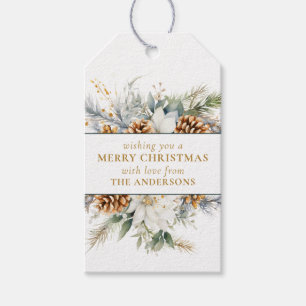 Elegant Pine Tree Greenery   Gold Christmas  Gift Tags