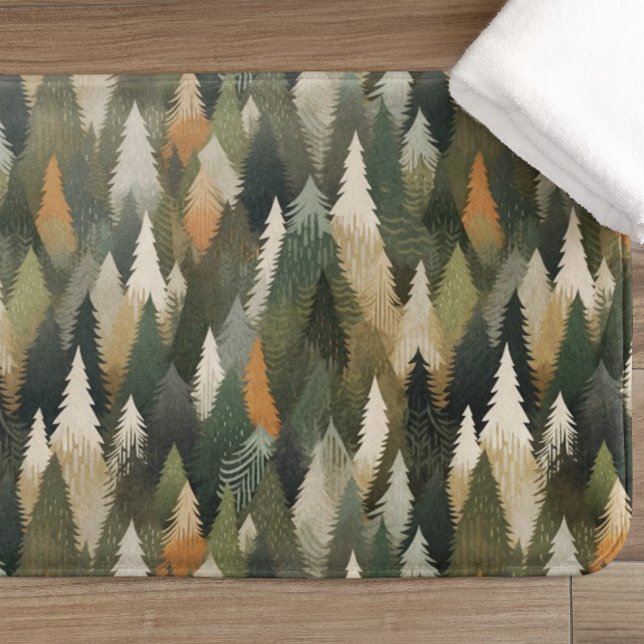 Elegant Pine Tree Pattern | Rustic Forest Bath Mat (Creator Uploaded)