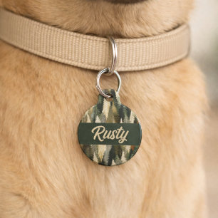 Elegant Pine Tree Pattern   Rustic Forest Pet Tag