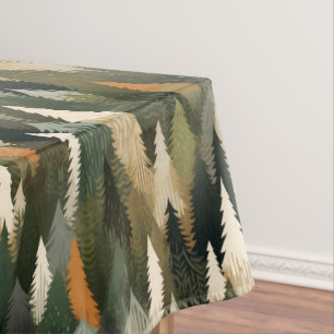 Elegant Pine Tree Pattern   Rustic Forest Tablecloth