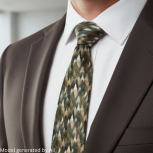 Elegant Pine Tree Pattern Rustic Forest Tie