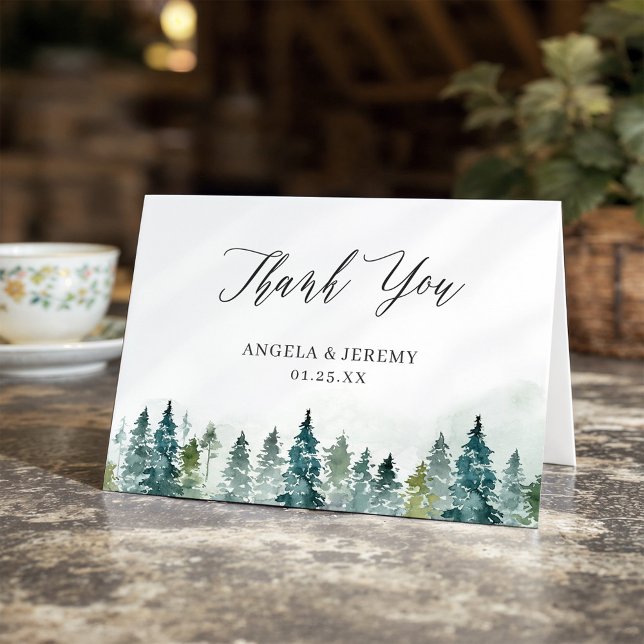Elegant Pine Trees Forest Thank You Card (Creator Uploaded)