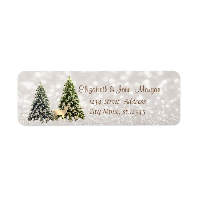 Elegant,Pine Trees ,Gold Deer,Glittery Bokeh (Front)